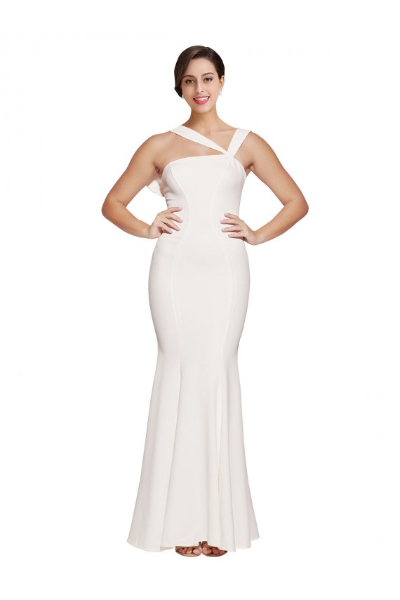 Achat Ivoire Fourreau Col Carré Crêpe Stretch Longue Formelles Robes demoiselle d'honneur / Robes de soirée / Robes de bal