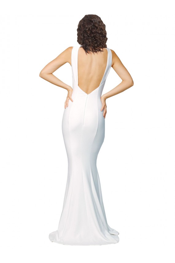 Achat Ivoire Fourreau Col Haut Crêpe Stretch Longue Formelles Robes demoiselle d'honneur / Robes de soirée / Robes de bal