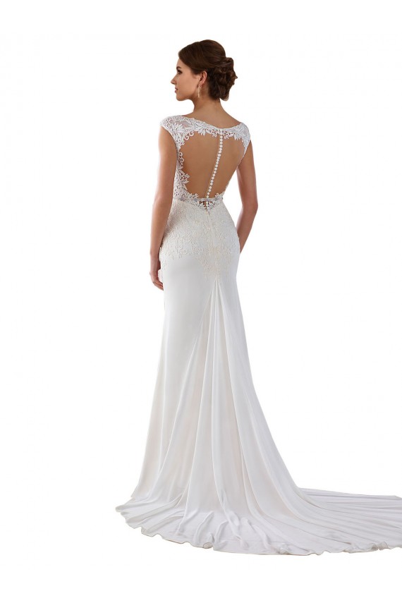 Achat Ivoire Fourreau Col V Dentelle Crêpe Stretch Robes de mariée