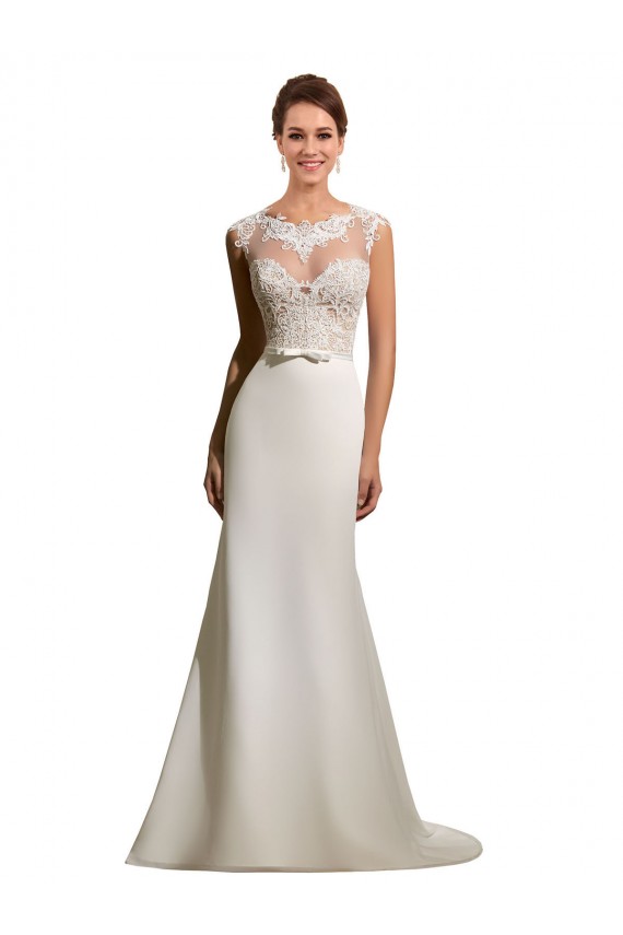 Achat Ivoire Fourreau Illusion Mousseline Dentelle Robes de mariée