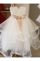Achat Ivoire Princesse Col Haut Tulle Dentelle Longue Robes de demoiselle d'honneur - fillette