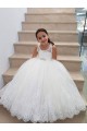 Achat Ivoire Princesse Col Haut Tulle Dentelle Longue Robes de demoiselle d'honneur - fillette