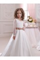Achat Ivoire Princesse Col V Satiné Dentelle Longue Robes de demoiselle d'honneur - fillette
