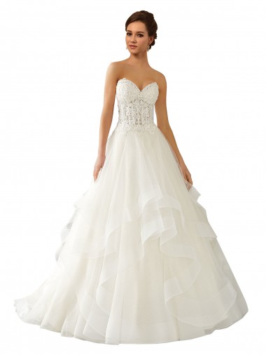 Achat Ivoire Princesse Satiné Tulle Dentelle Robes de mariée