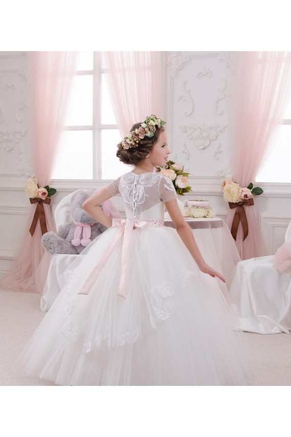 Achat Ivoire Princesse Tulle Dentelle Longue Robes de demoiselle d'honneur - fillette