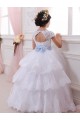 Achat Ivoire Princesse Tulle Dentelle Longue Robes de demoiselle d'honneur - fillette