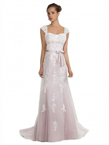 Achat Ivoire & Rose Sirène Sans bretelle Balayage train Tulle Dentelle Plage Robes de mariée