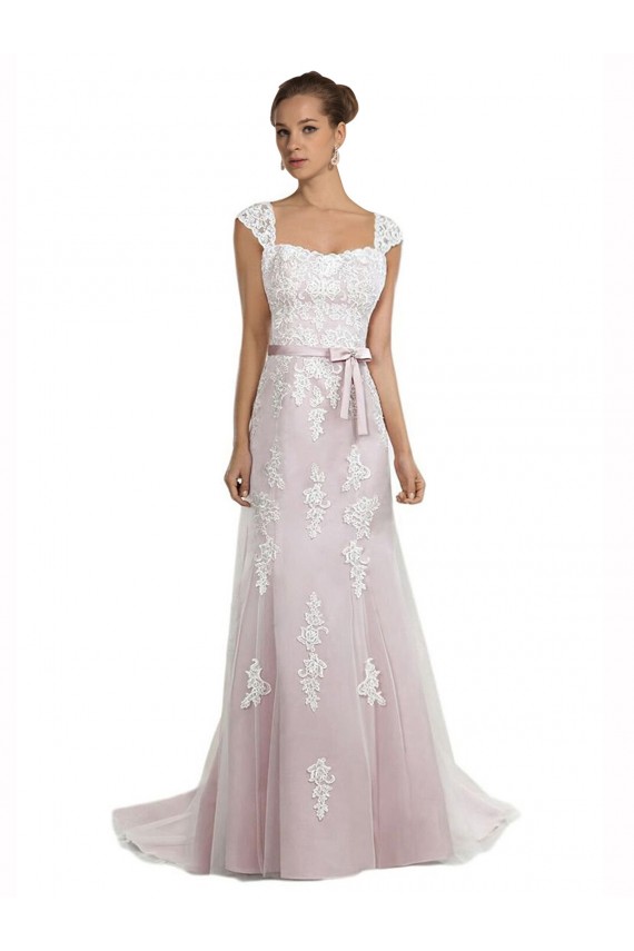 Achat Ivoire & Rose Sirène Sans bretelle Balayage train Tulle Dentelle Plage Robes de mariée