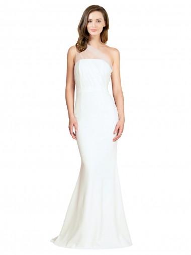 Achat Ivoire Sirène Balayage train Crêpe Stretch Tulle Longue Formelles Robes demoiselle d'honneur / Robes de soirée