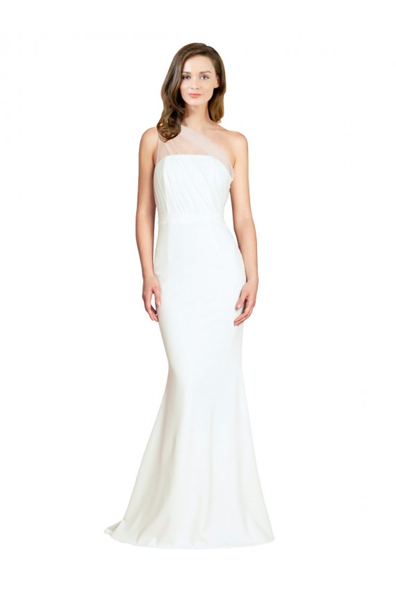 Achat Ivoire Sirène Balayage train Crêpe Stretch Tulle Longue Formelles Robes demoiselle d'honneur / Robes de soirée
