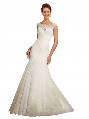 Achat Ivoire Sirène Bateau Tulle Dentelle Robes de mariée