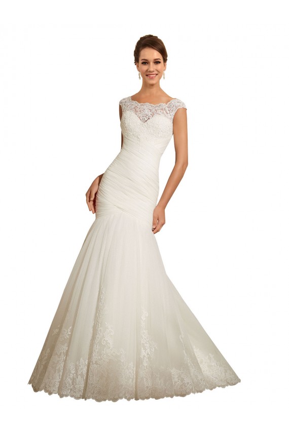 Achat Ivoire Sirène Bateau Tulle Dentelle Robes de mariée