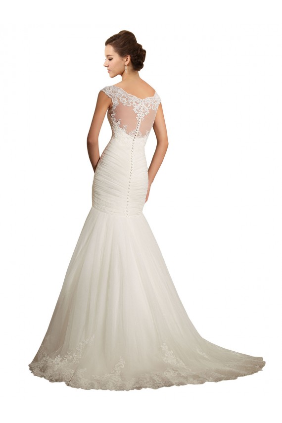 Achat Ivoire Sirène Bateau Tulle Dentelle Robes de mariée