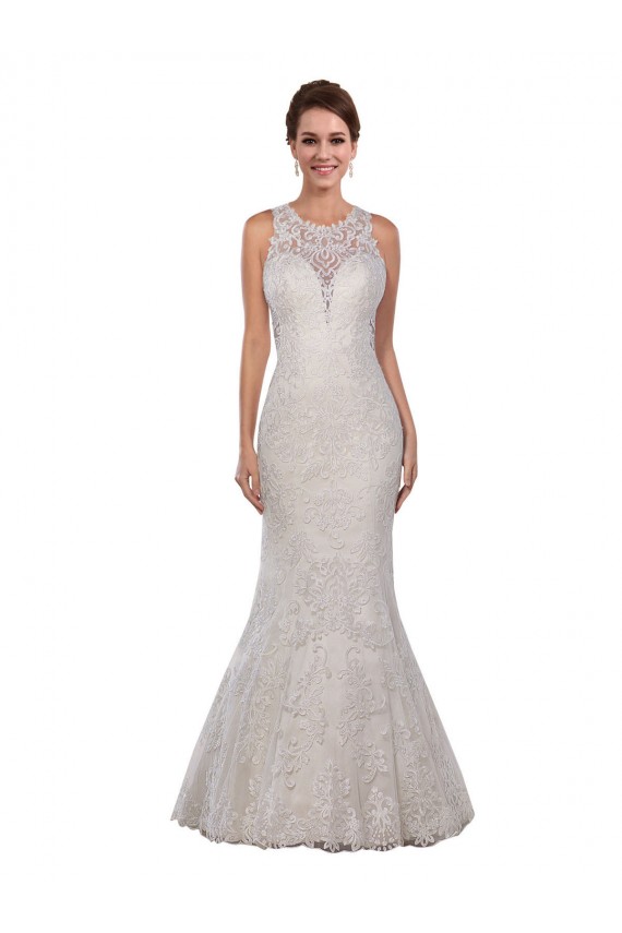 Achat Ivoire Sirène Col Haut Dentelle Robes de mariée