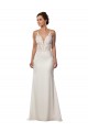 Achat Ivoire Sirène Col V Dentelle Crêpe Stretch Robes de mariée