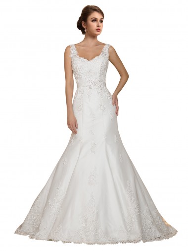 Achat Ivoire Sirène Col V Dentelle Robes de mariée