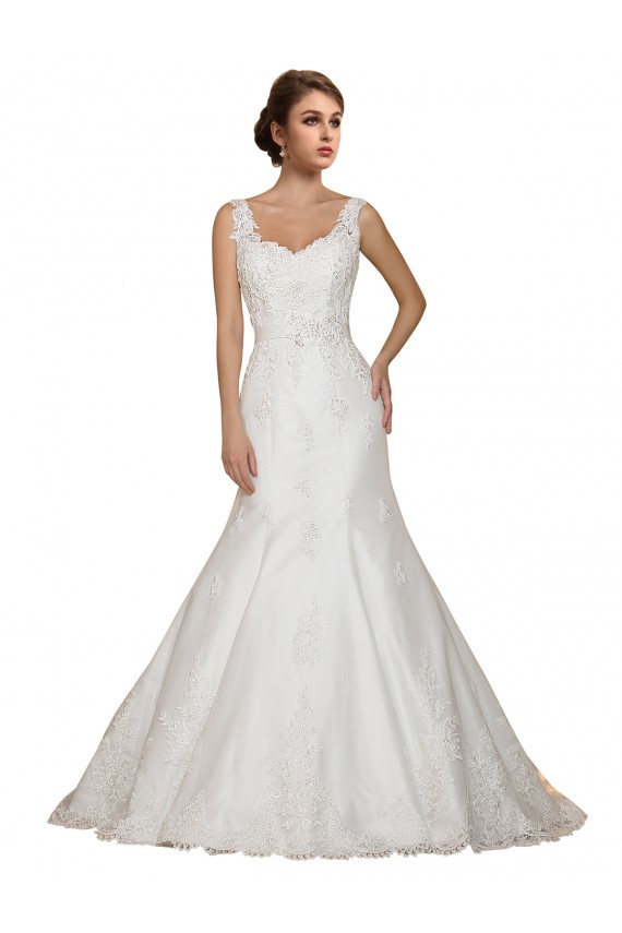 Achat Ivoire Sirène Col V Dentelle Robes de mariée