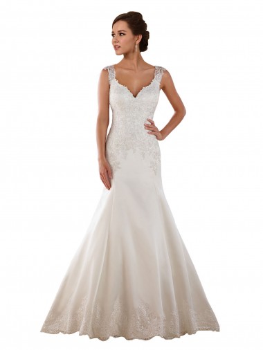 Achat Ivoire Sirène Col V Satiné Classique Robes de mariée