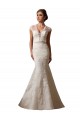 Achat Ivoire Sirène Illusion Col V Tulle Dentelle Robes de mariée