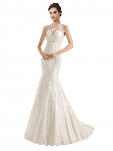 Achat Ivoire Sirène Illusion Dentelle Robes de mariée