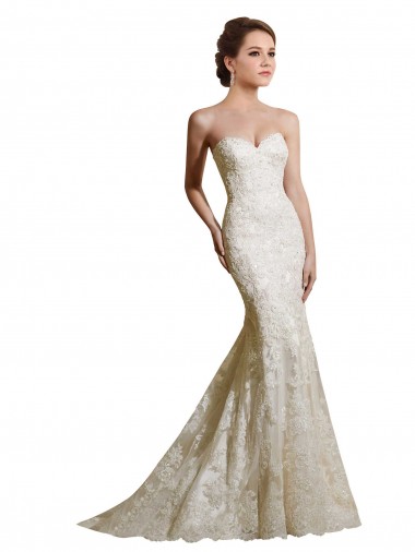 Achat Ivoire Sirène Satiné Dentelle Robes de mariée