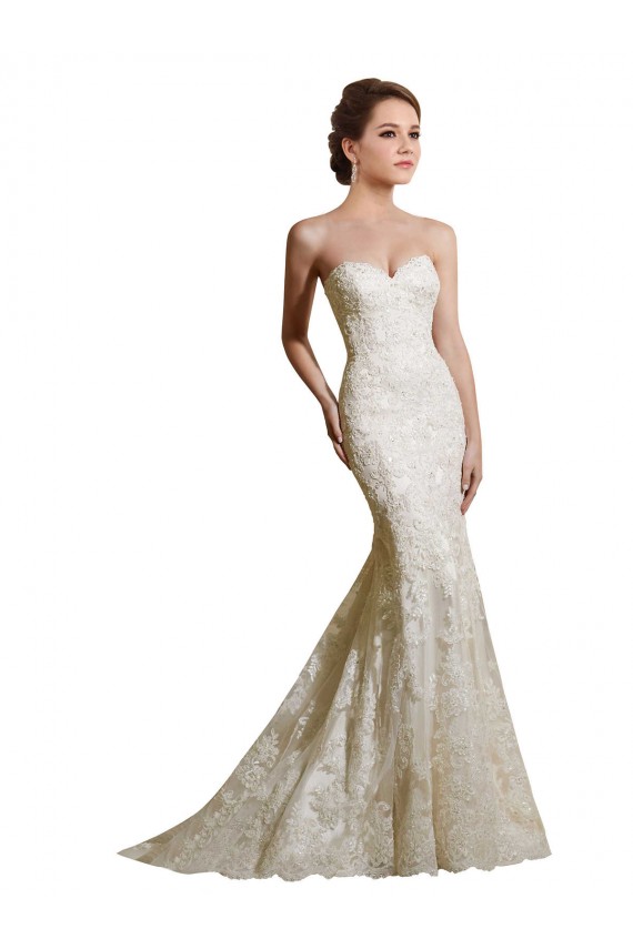 Achat Ivoire Sirène Satiné Dentelle Robes de mariée