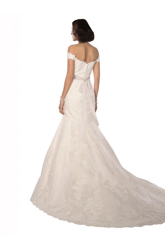 Achat Ivoire Sirène Épaule Dénudée Dentelle Classique Plage Robes de mariée