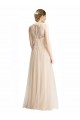 Achat Ivoire Trapèze Bateau Illusion Tulle Dentelle Longue Robes demoiselle d'honneur