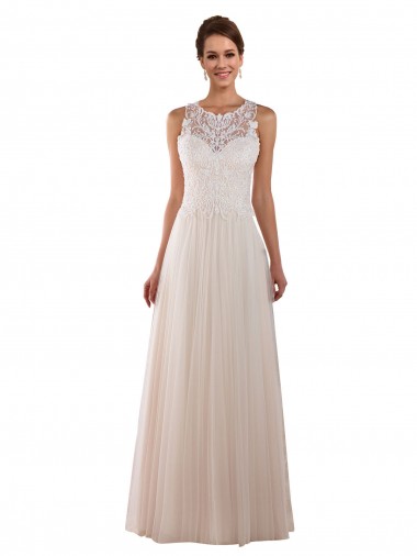 Achat Ivoire Trapèze Col Haut Tulle Dentelle Boho Robes de mariée