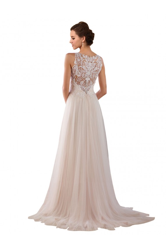 Achat Ivoire Trapèze Col Haut Tulle Dentelle Boho Robes de mariée