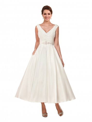 Achat Ivoire Trapèze Col V Satiné Robes de mariée