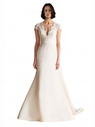 Achat Ivoire Trapèze Col V Satiné Robes de mariée