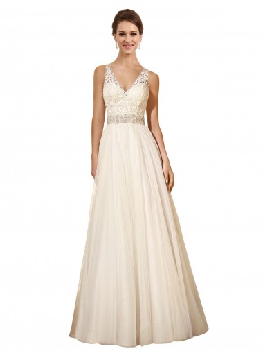 Achat Ivoire Trapèze Col V Tulle Robes de mariée