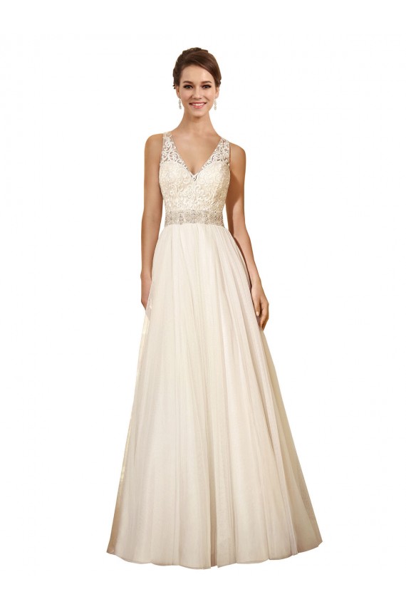 Achat Ivoire Trapèze Col V Tulle Robes de mariée