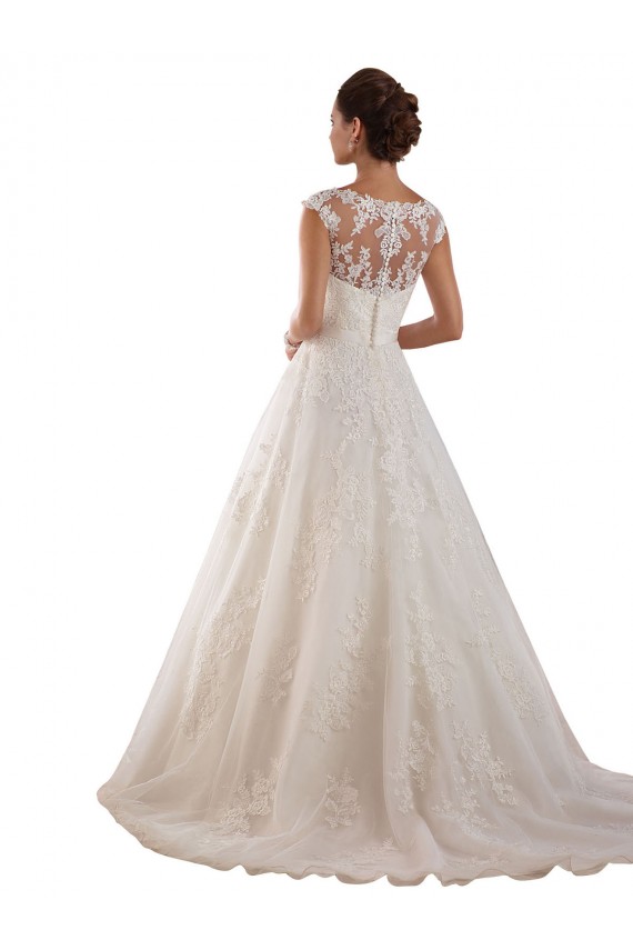 Achat Ivoire Trapèze Illusion Tulle Dentelle Classique Robes de mariée