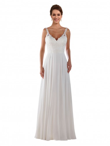 Achat Ivoire Trapèze Mousseline Classique Boho Robes de mariée