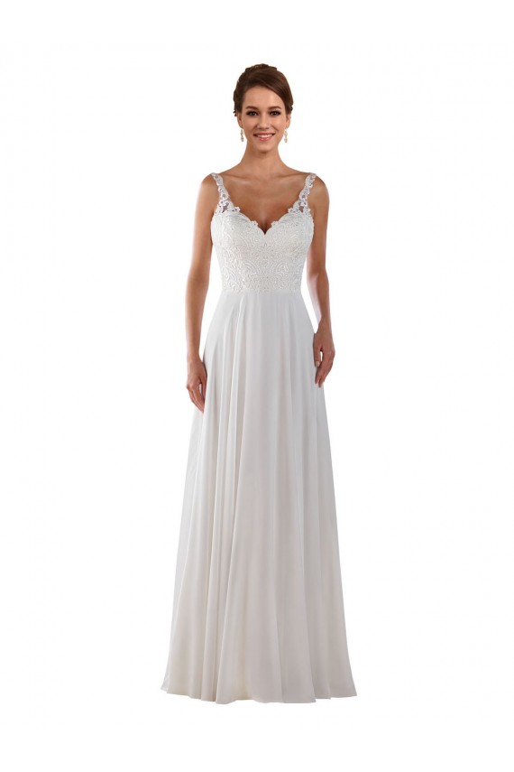Achat Ivoire Trapèze Mousseline Classique Boho Robes de mariée