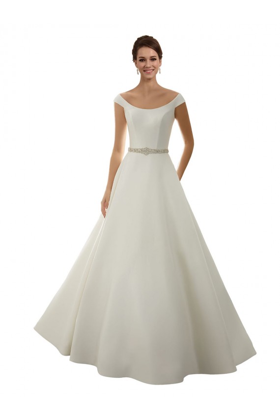 Achat Ivoire Trapèze Épaule Dénudée Satiné Classique Robes de mariée