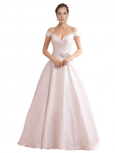 Achat Ivoire Trapèze Épaule Dénudée Satiné Robes de mariée