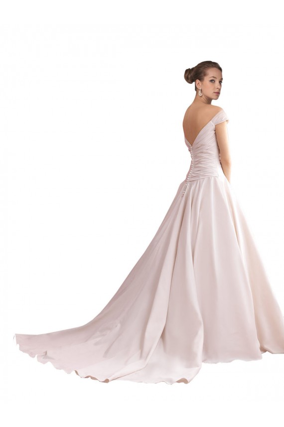 Achat Ivoire Trapèze Épaule Dénudée Satiné Robes de mariée