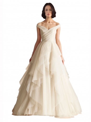 Achat Ivoire Trapèze Épaule Dénudée Tulle Robes de mariée
