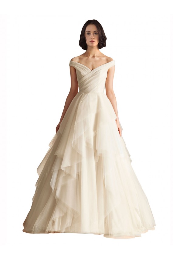 Achat Ivoire Trapèze Épaule Dénudée Tulle Robes de mariée