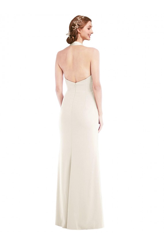 Achat Ivoire Trompette Licou Crêpe Stretch Longue Robes demoiselle d'honneur / Robes de bal