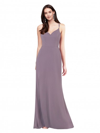 Achat Lavande foncée Colonne Mousseline Longue Formelles Robes demoiselle d'honneur / Robes de soirée