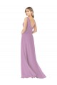 Achat Lavande foncée Trapèze Col V Mousseline Longue Robes demoiselle d'honneur