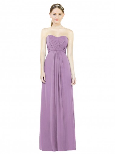 Achat Lavande foncée Trapèze Mousseline Longue Robes demoiselle d'honneur
