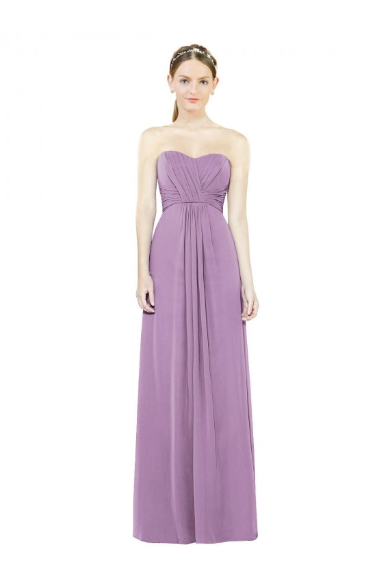 Achat Lavande foncée Trapèze Mousseline Longue Robes demoiselle d'honneur