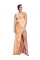 Achat Light Copper Fourreau Satiné Stretch Longue Formelles Robes demoiselle d'honneur / Robes de soirée / Robes de bal