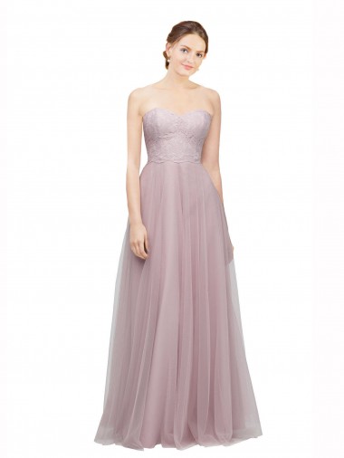 Achat Light Lilac Trapèze Tulle Dentelle Longue Robes demoiselle d'honneur