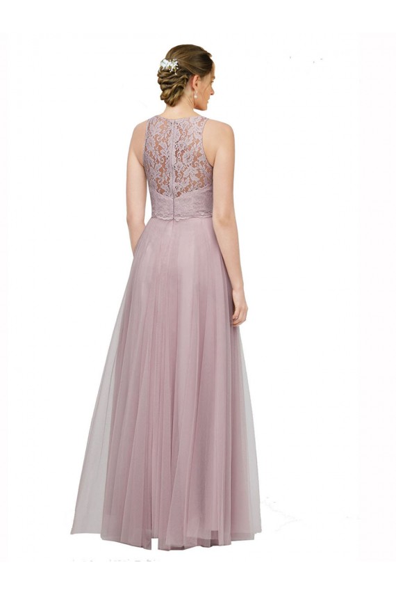 Achat Light Lilac Trapèze Tulle Dentelle Longue Robes demoiselle d'honneur